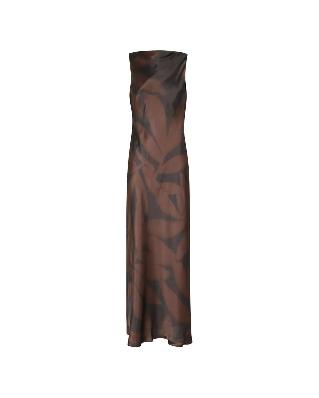 Antonelli Brown Leaf-Print Maxi Dress