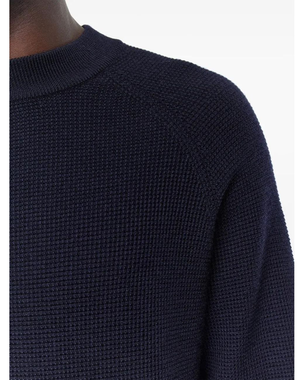 Fursac Blue Waffle-Knit Wool Jumper for men