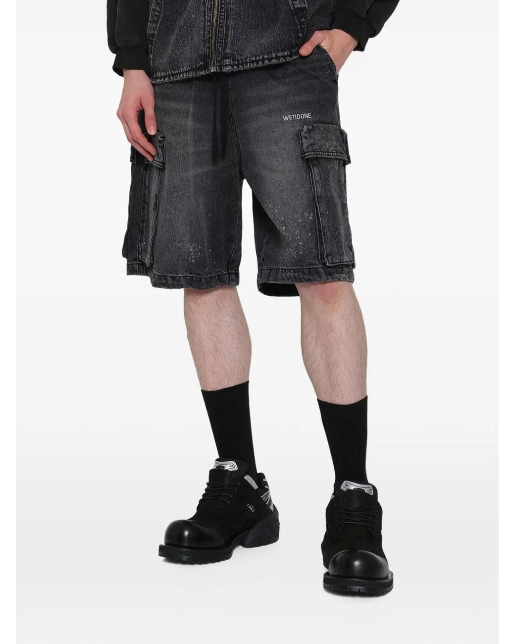 we11done Gray Pocket-Detail Shorts for men
