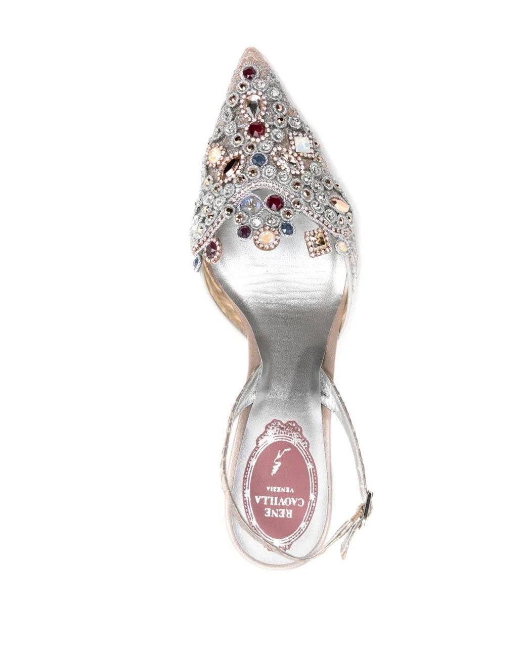 Rene Caovilla White 70Mm Rhinestone-Embellished Pumps