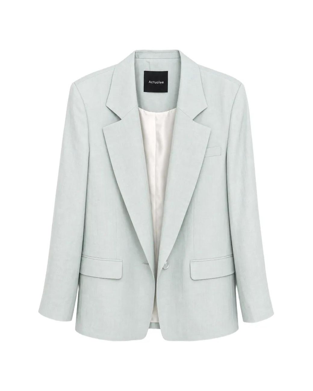 ACTUALEE Blue Single-Breasted Peak-Lapel Blazer