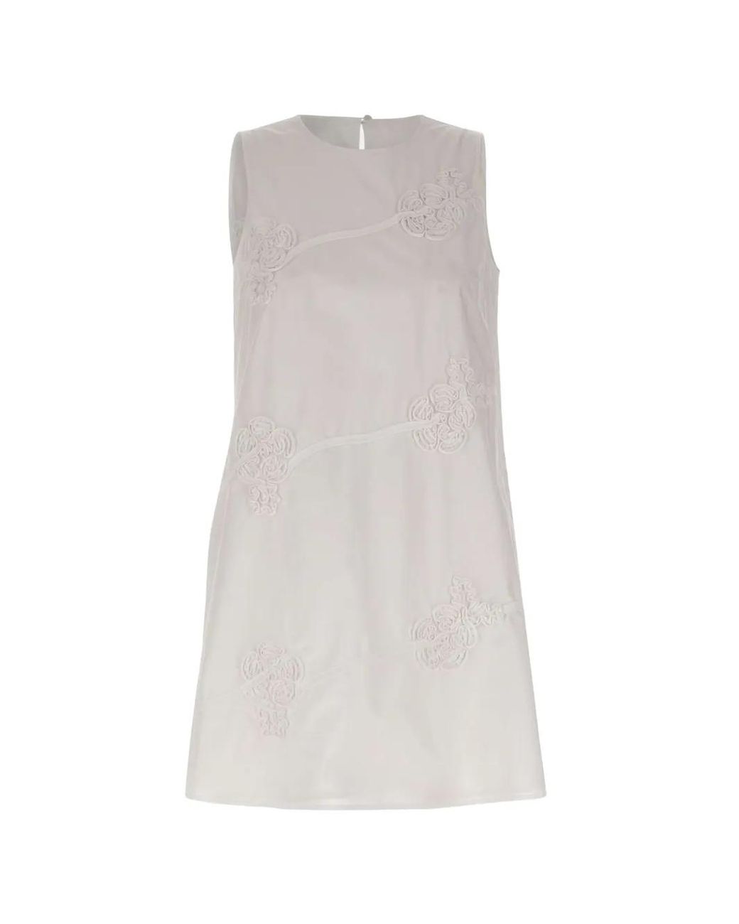 Marella White Robe Courte À Fleurs Brodées
