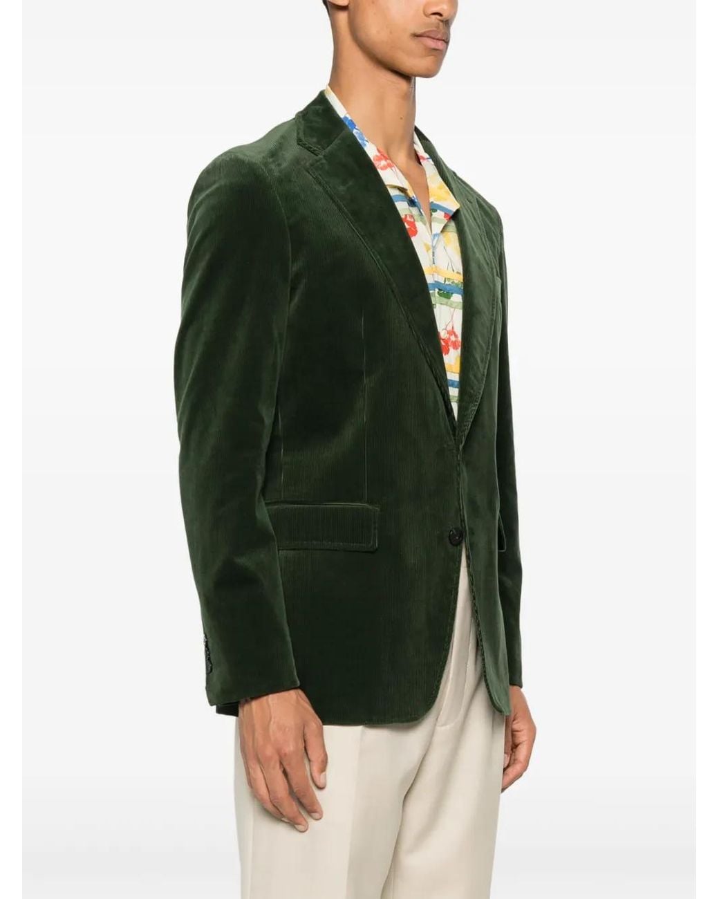 Fursac Green Cotton Blazer for men