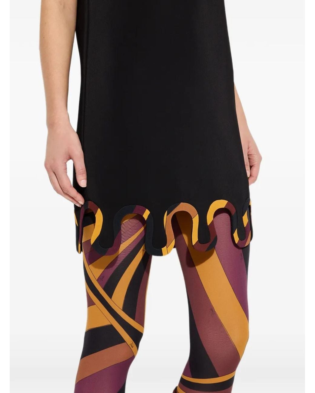 Emilio Pucci Black Cady Dress With Printed Details