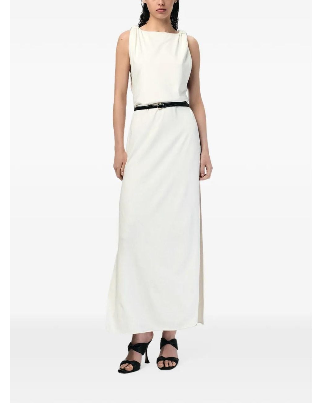 ANDRA ANDREESCU White Elene Knotted-Shoulder Maxi Dress