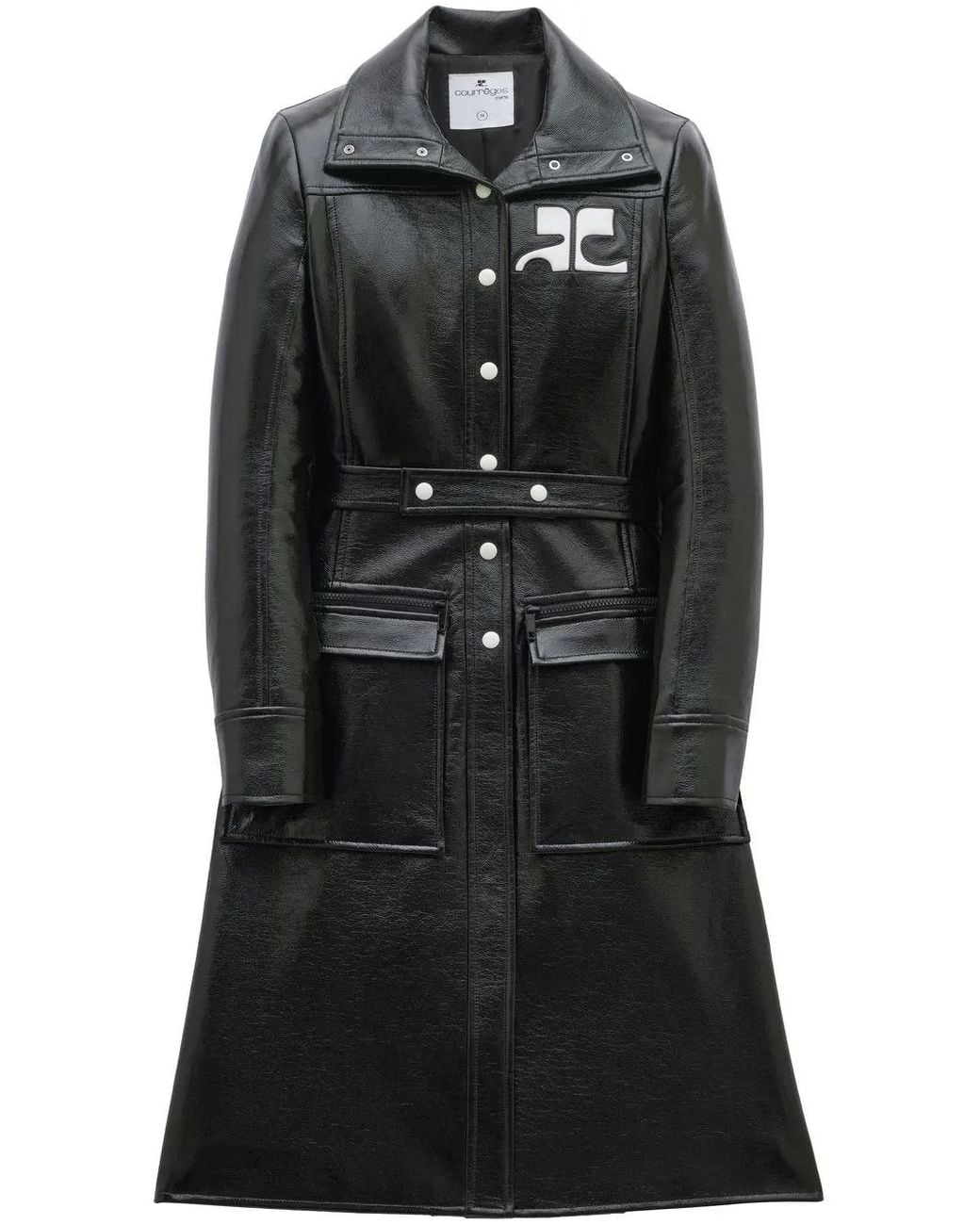 Courreges Black Reedition Vinyl Trench Coat