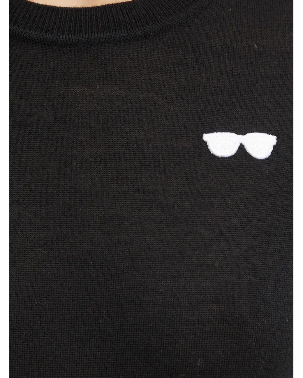 Karl Lagerfeld Black Embroidered Round-Neck Knitwear