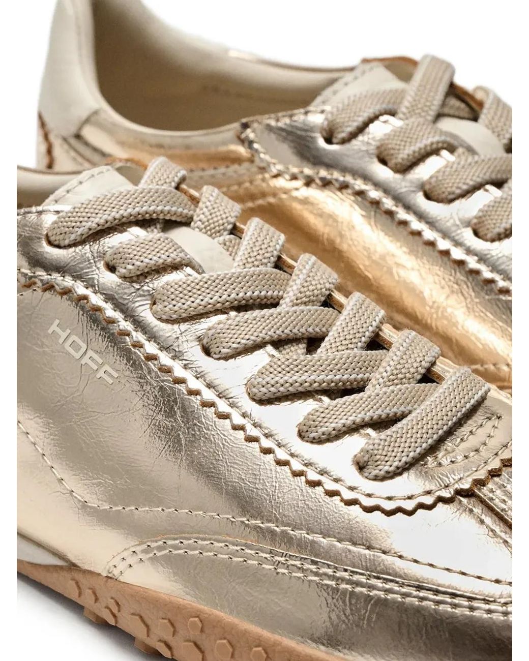 HOFF White Bridge Metallic Scalloped-Trim Sneakers