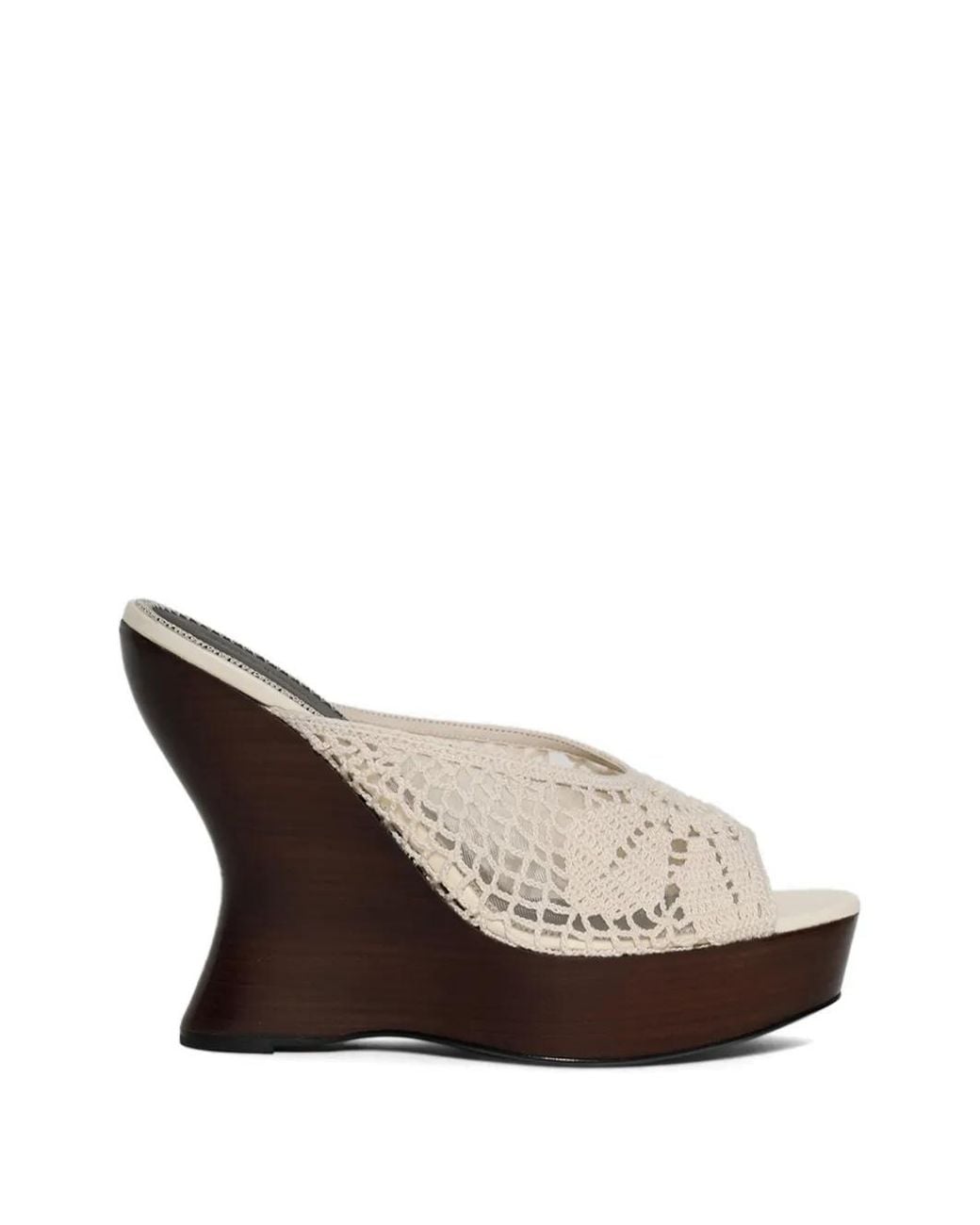 Magda Butrym White Crochet Wedge Sandals
