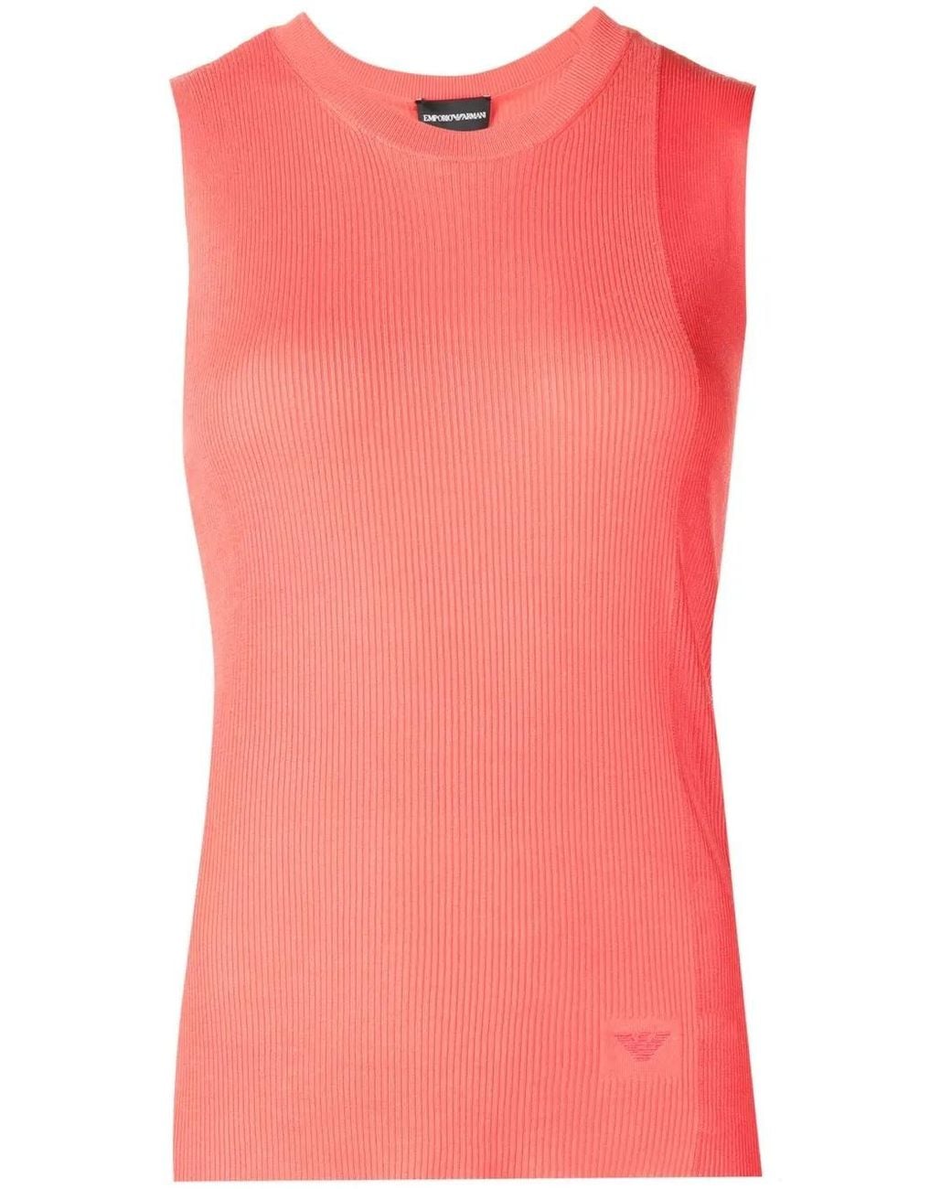 Emporio Armani Pink Ribbed Tank Top