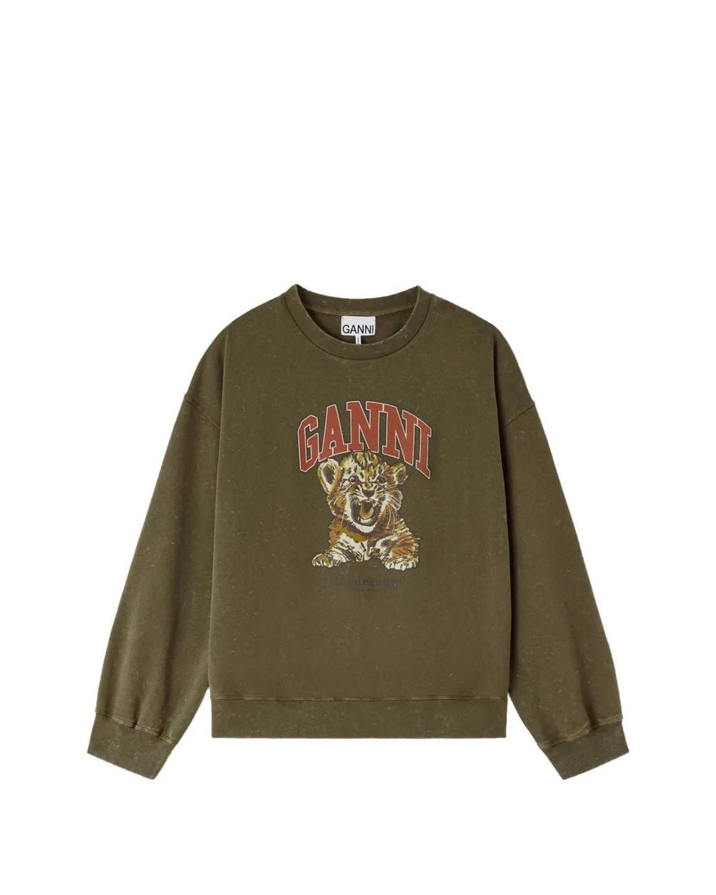 Ganni Green Col Rond Avec Tigre