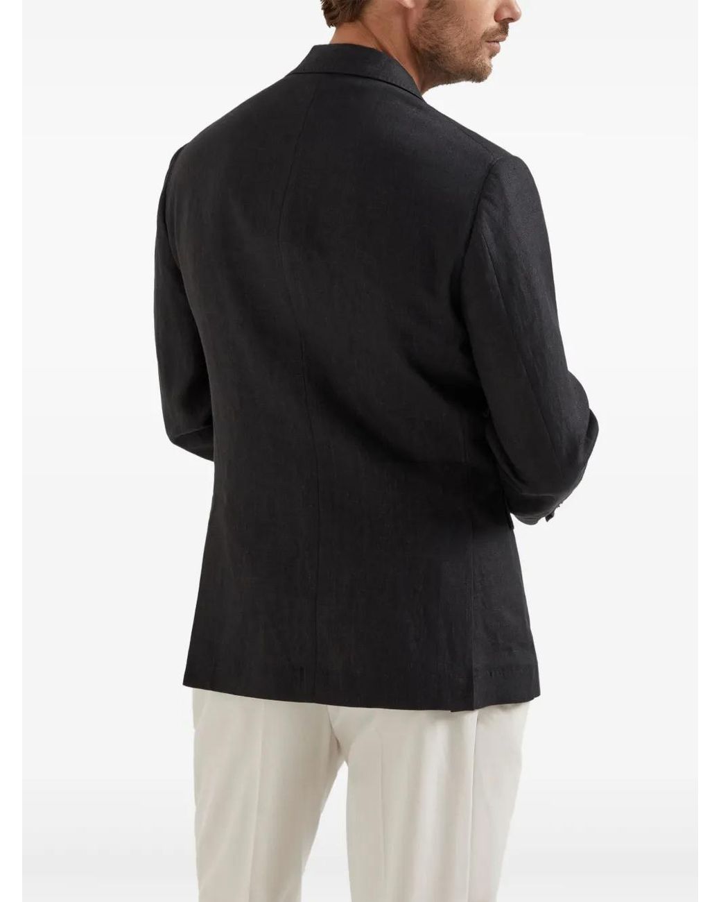 Brunello Cucinelli Black Linen Blazer for men