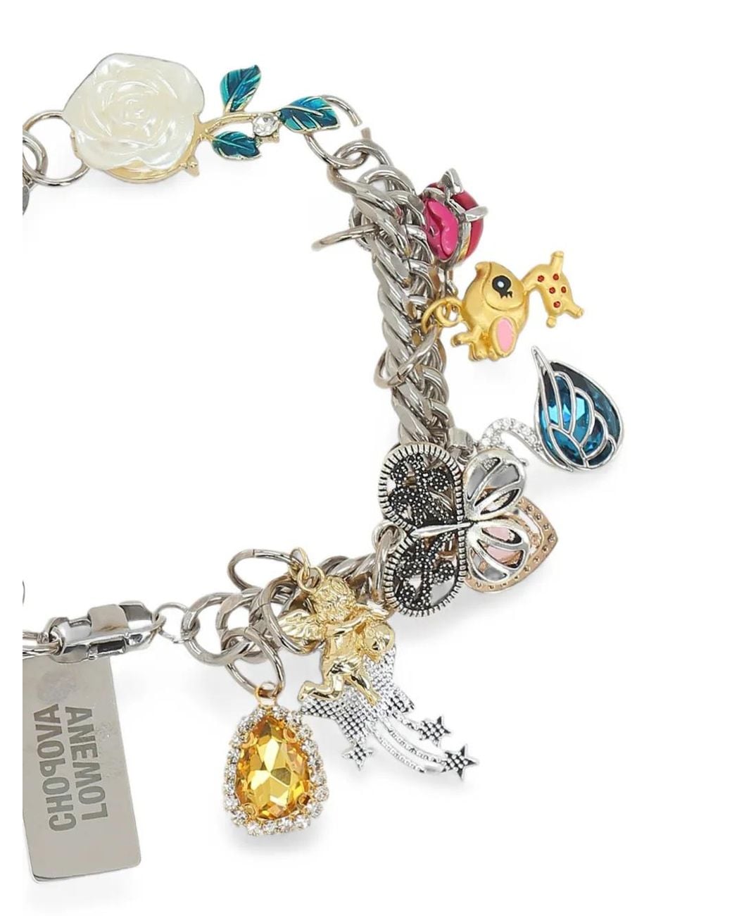 Chopova Lowena Metallic Knuckles Charm-Embellished Curb-Chain Necklace