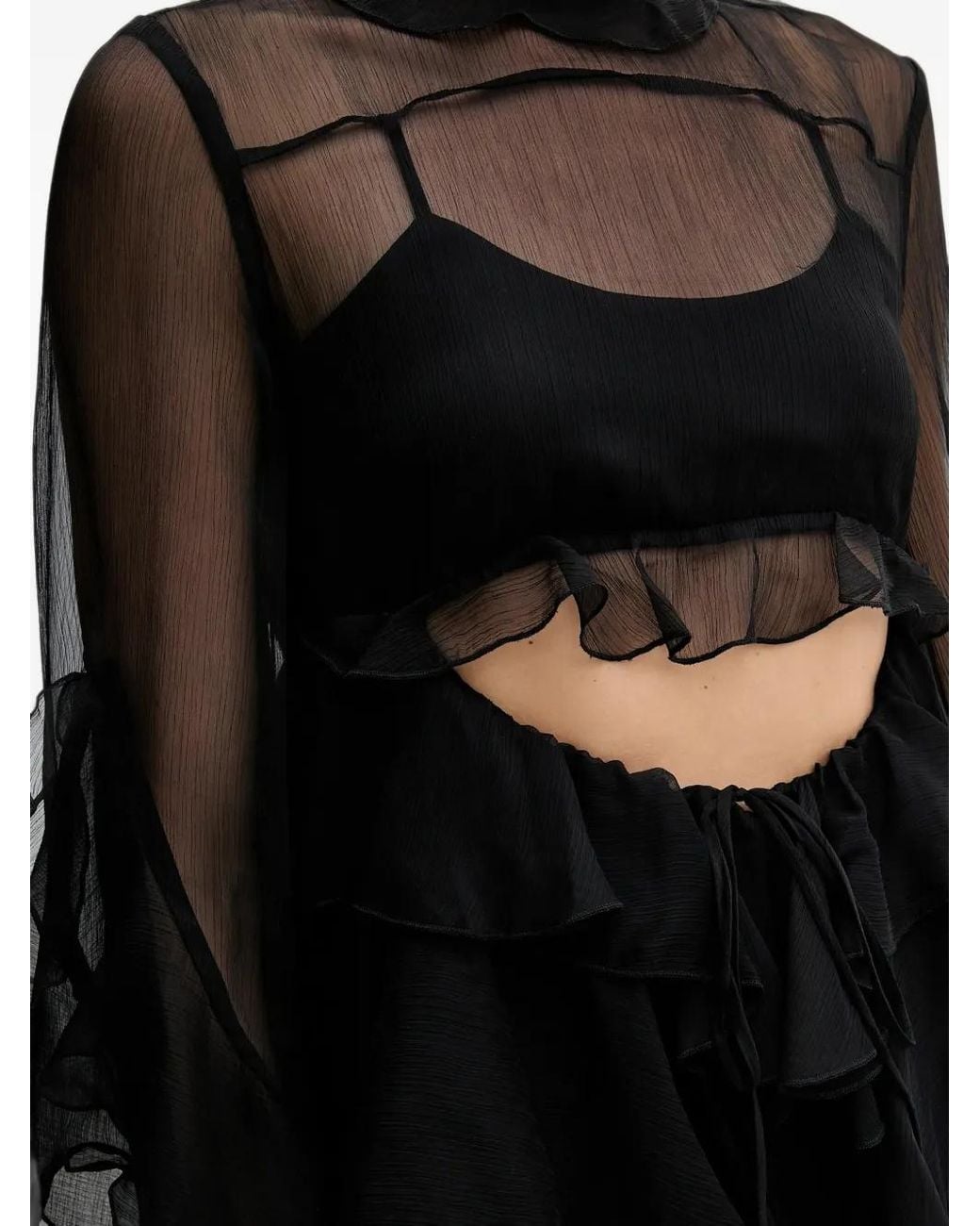 Bardot Black Ruffled Cutout Mini Dress