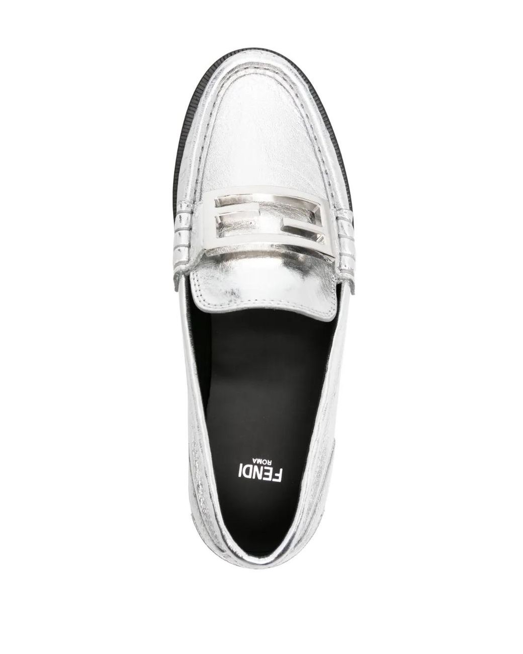 Fendi White Baguette Slip-On Loafers