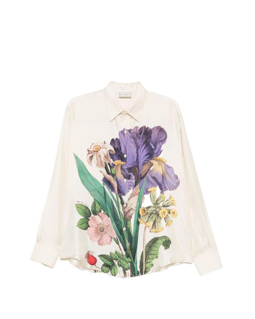 Pierre Louis Mascia White Floral-Print Silk Shirt