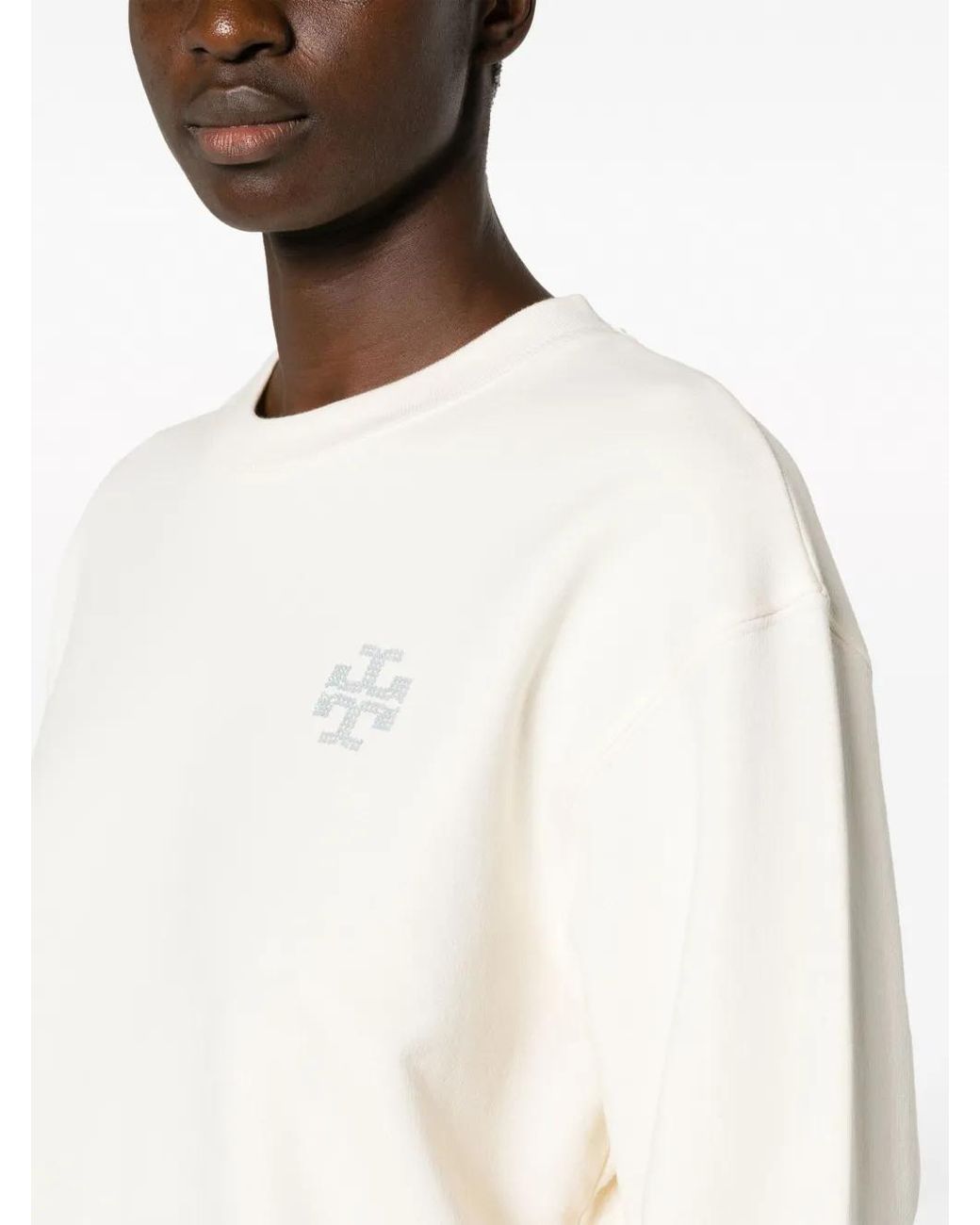 Tory Burch White Logo-Embellished Cotton Sweatshirt