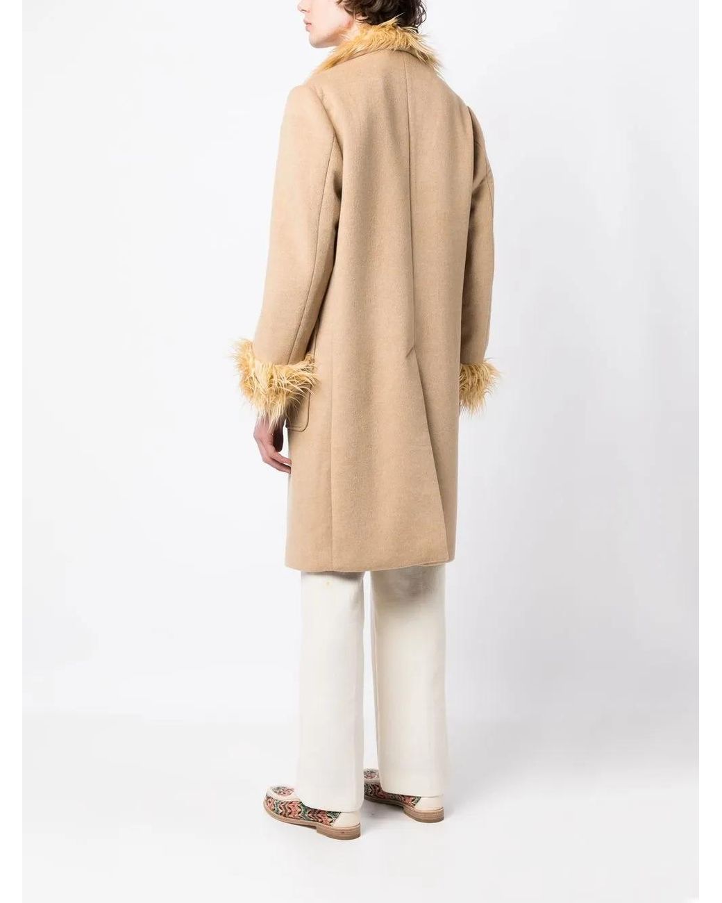 Late Checkout Natural Wool Double-Breasted Coat for men