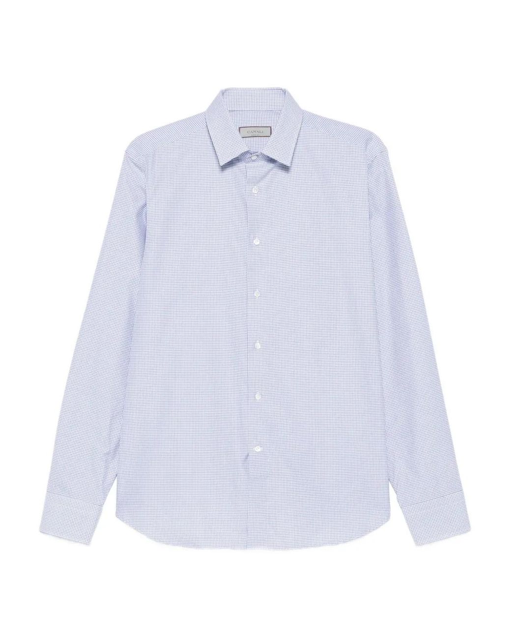 Canali White Checked Cotton Shirt for men