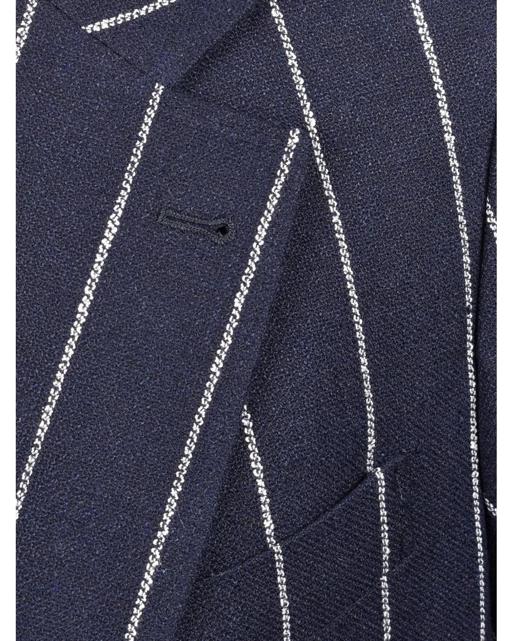 Brunello Cucinelli Blue Striped Linen-Blend Suit for men