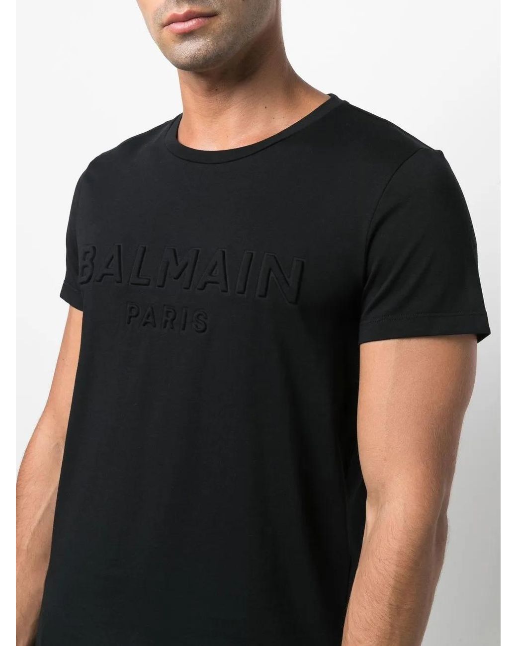 Balmain Black Logo-Embossed Cotton T-Shirt for men