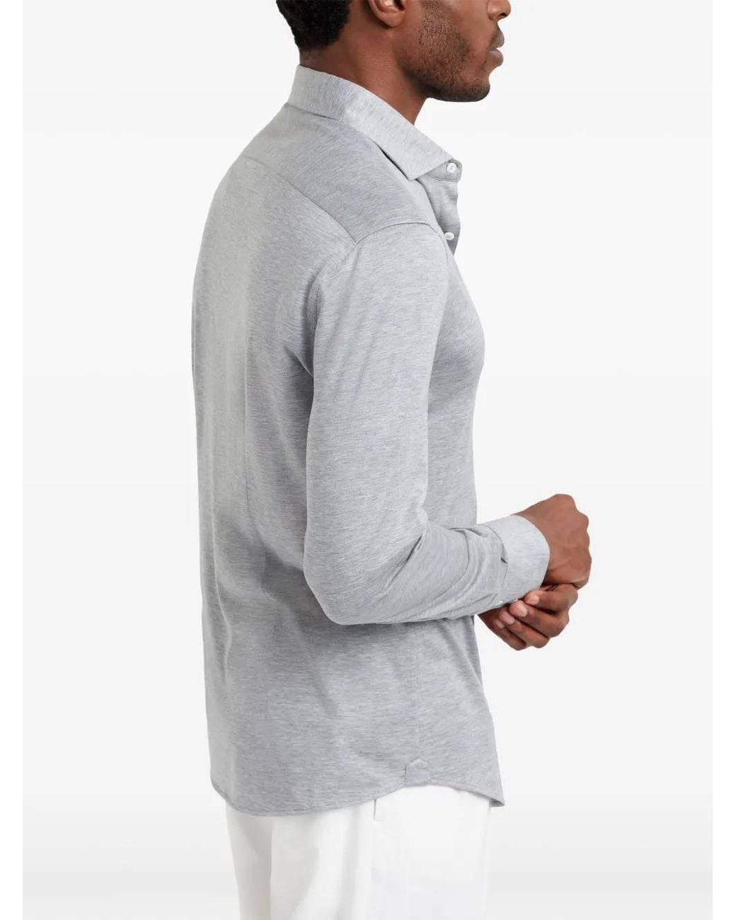 Brunello Cucinelli Gray Silk And Cotton Lightweight Jersey Shirt for men