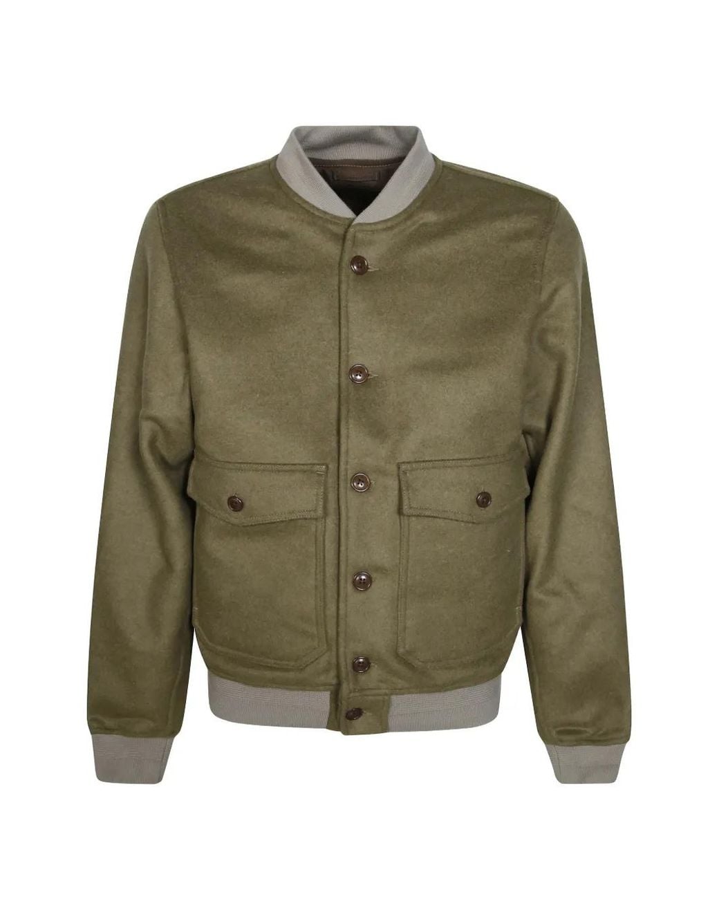 chesapeake's Green Button-Up Bomber Jacket for men