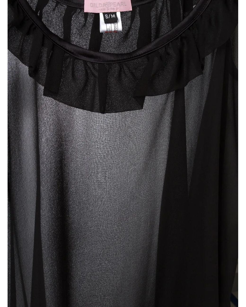 Gilda & Pearl Black Bardot Sheer Slip Dress