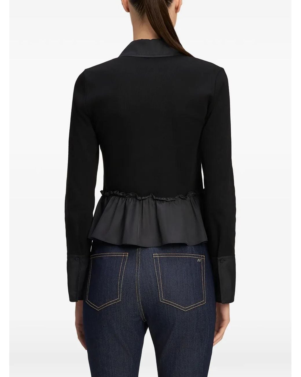 Cinq À Sept Black Salem Ruffled Peplum Blouse