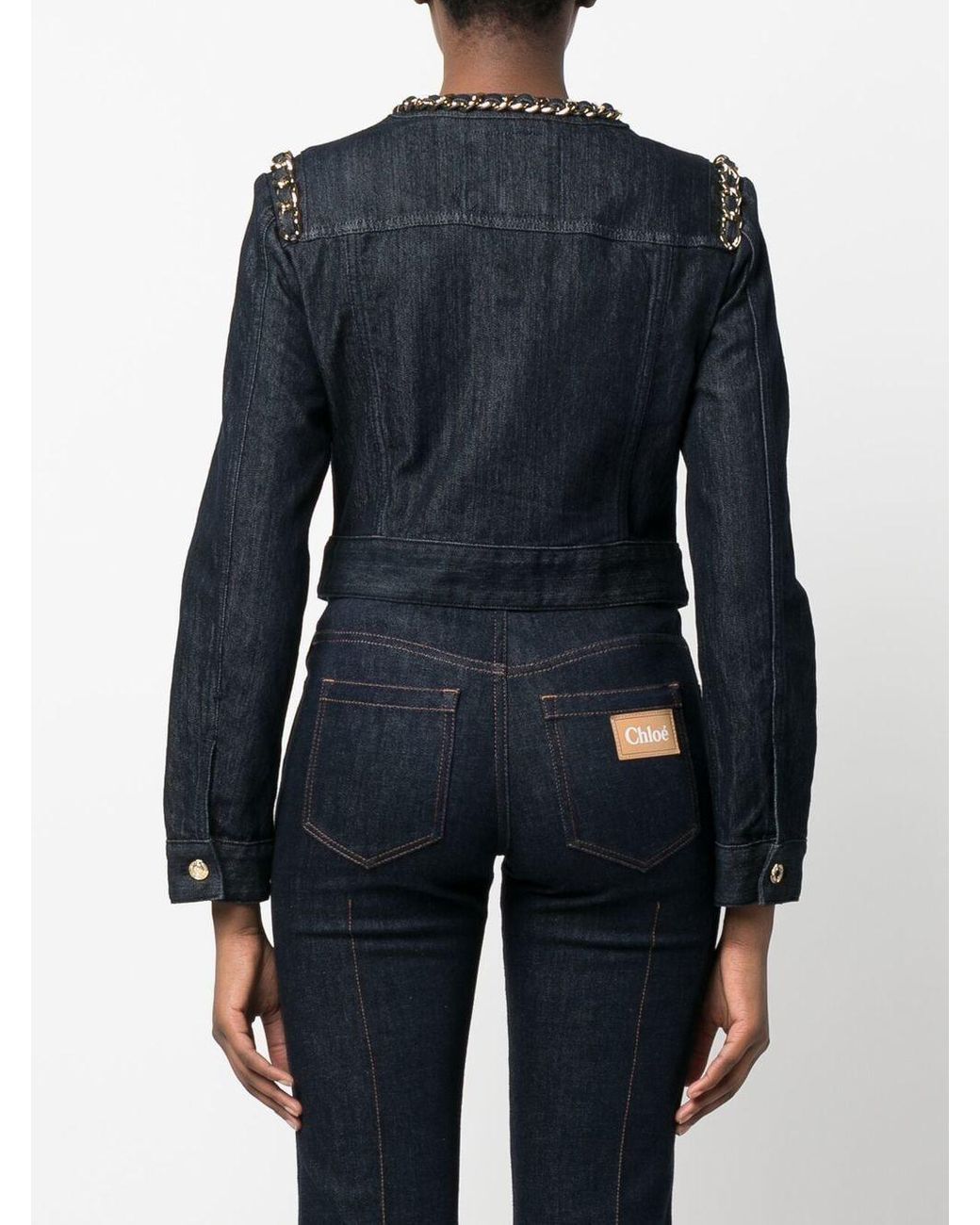 Buy Michael Kors Women Dark-Wash MK Chain Logo Denim Jacket With