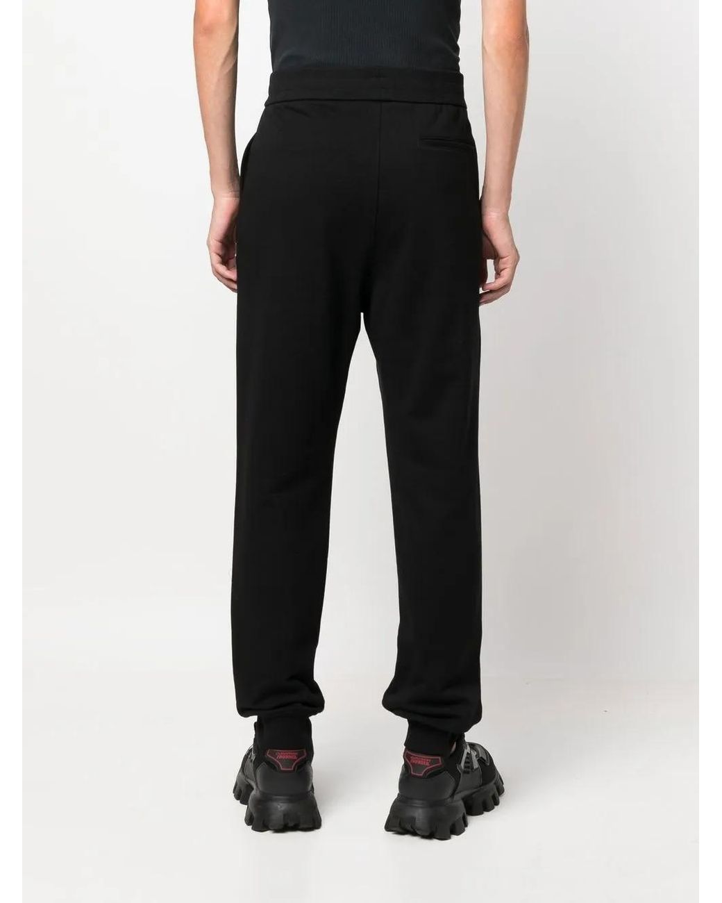 Versace Black Logo-Print Track Pants for men