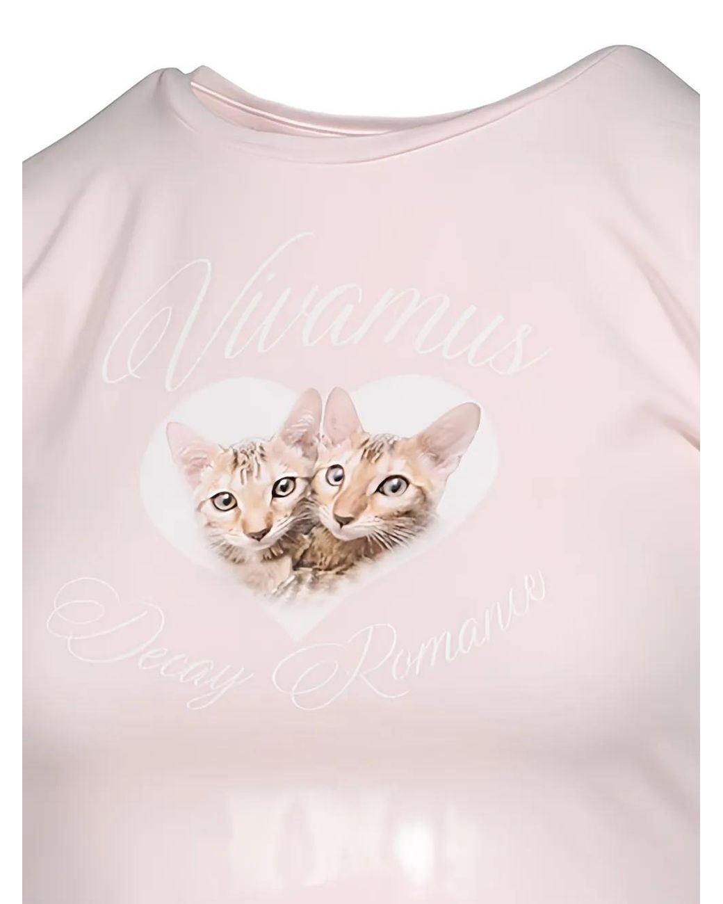 VIVAMUS Pink Graphic-Print Cropped T-Shirt