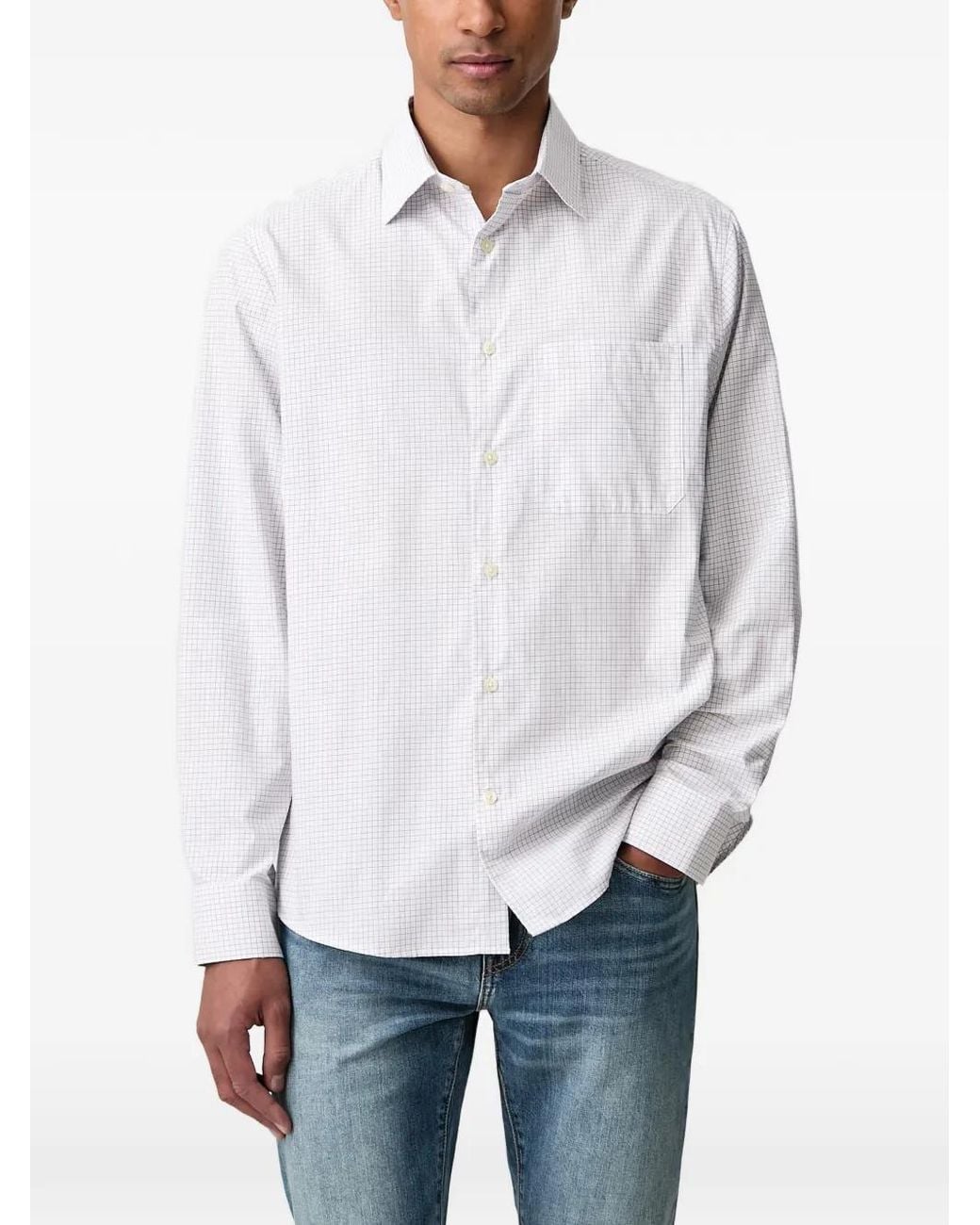 Lindbergh White Check-Pattern Pocket-Detail Shirt for men
