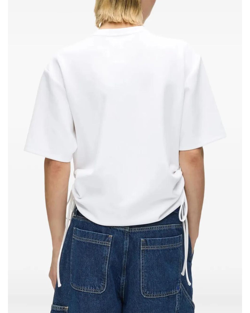Karl Lagerfeld White Tie Detail Ruched T-Shirt