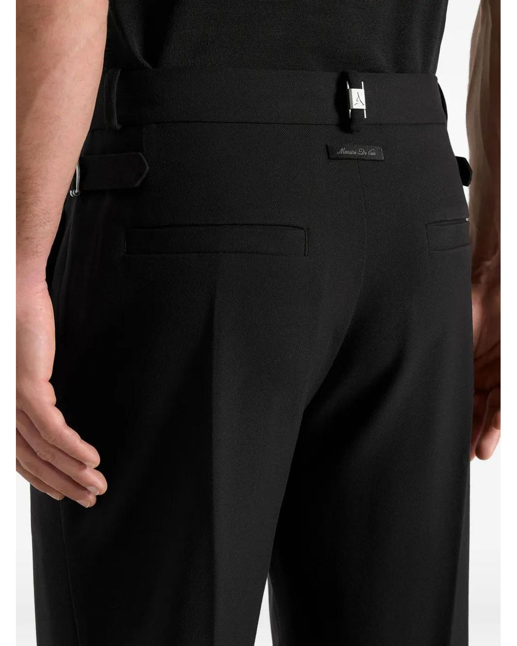 Manière De Voir Black Regular Fit Tailored Trousers for men
