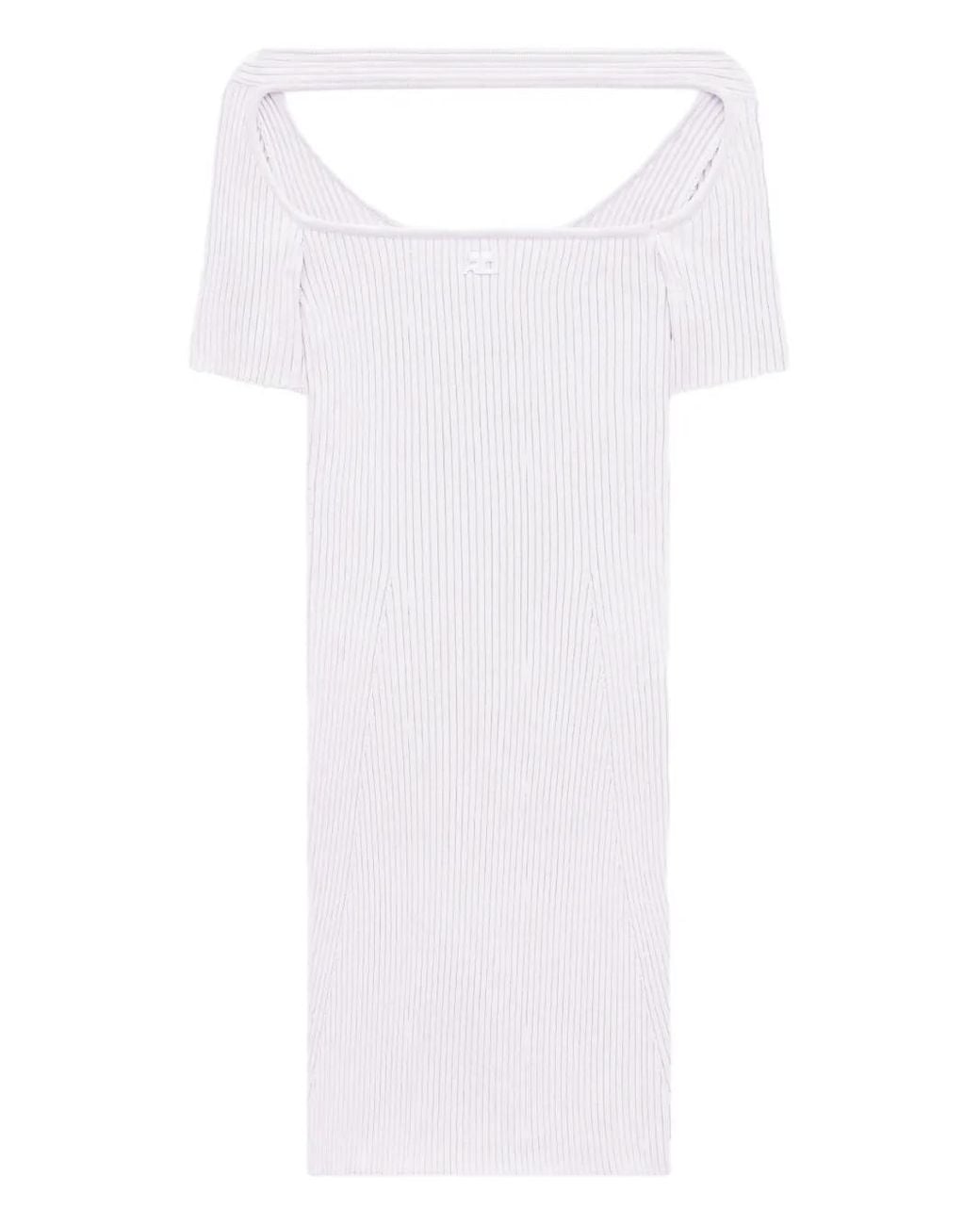 Courreges White Hyperbole Embroidered Ribbed Mini Dress