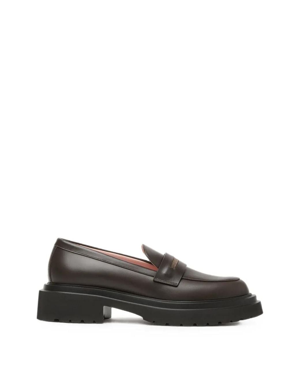 Fabiana Filippi Gray Monili-Chain Lug-Sole Loafers