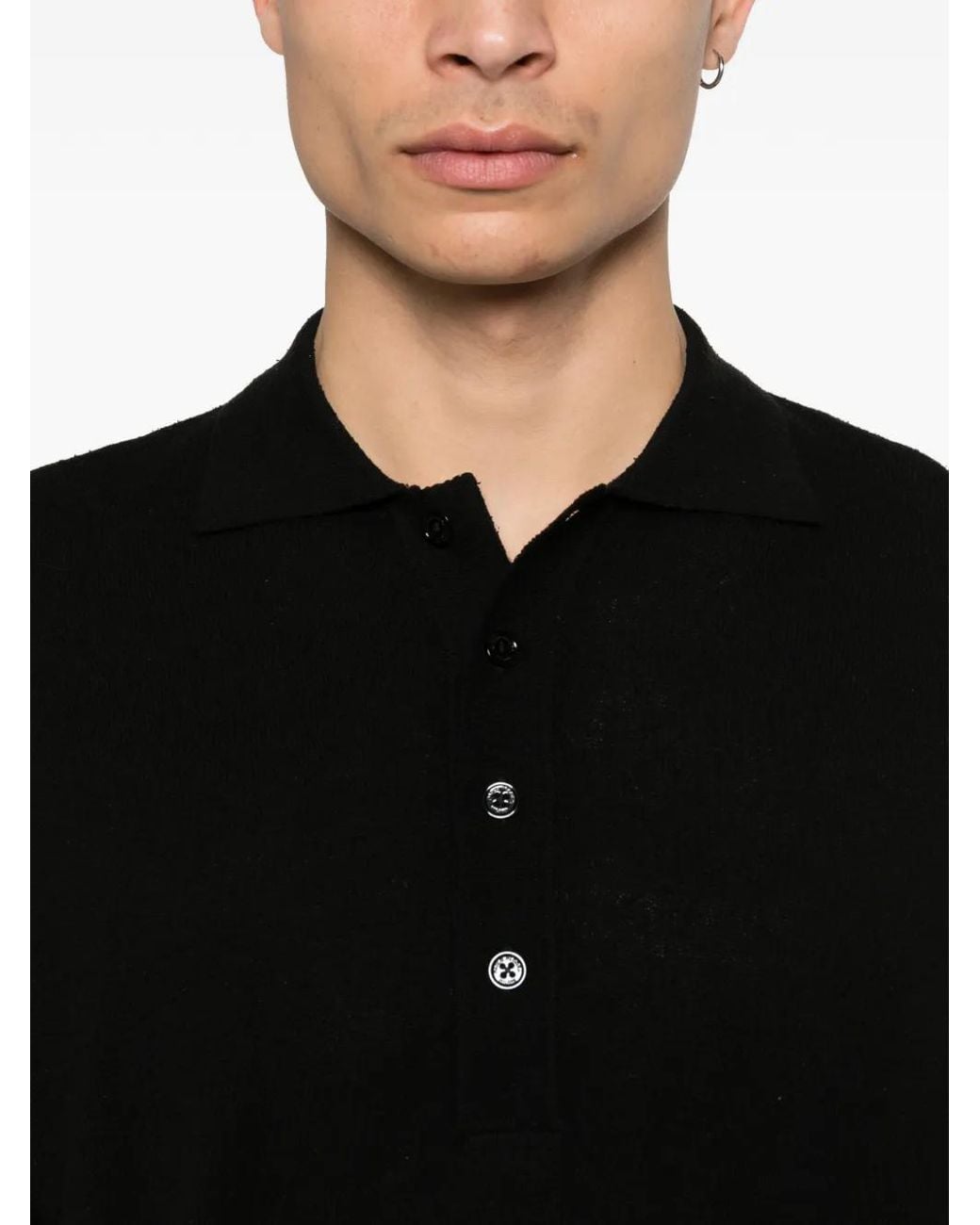 Paolo Pecora Black Buttoned Short-Sleeve Polo Shirt for men