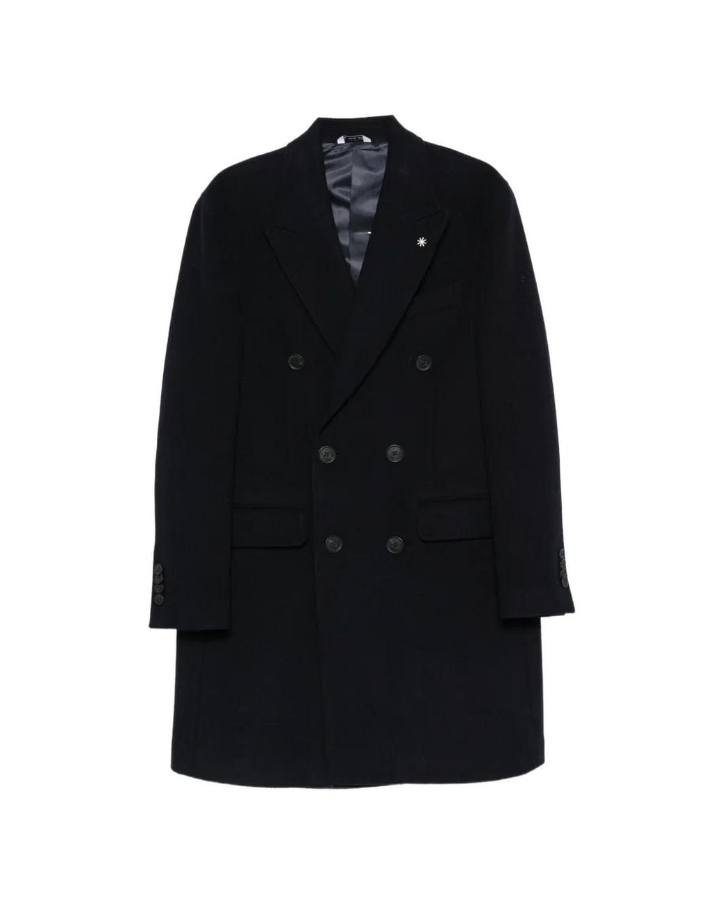 Manuel Ritz Black Double-Breasted Coat for men