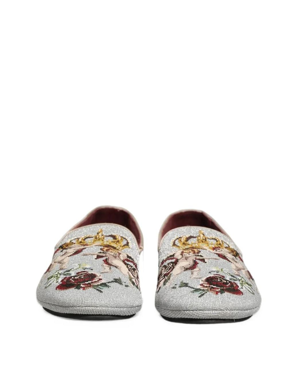 Dolce & Gabbana White Angel-Embroidery Loafers for men