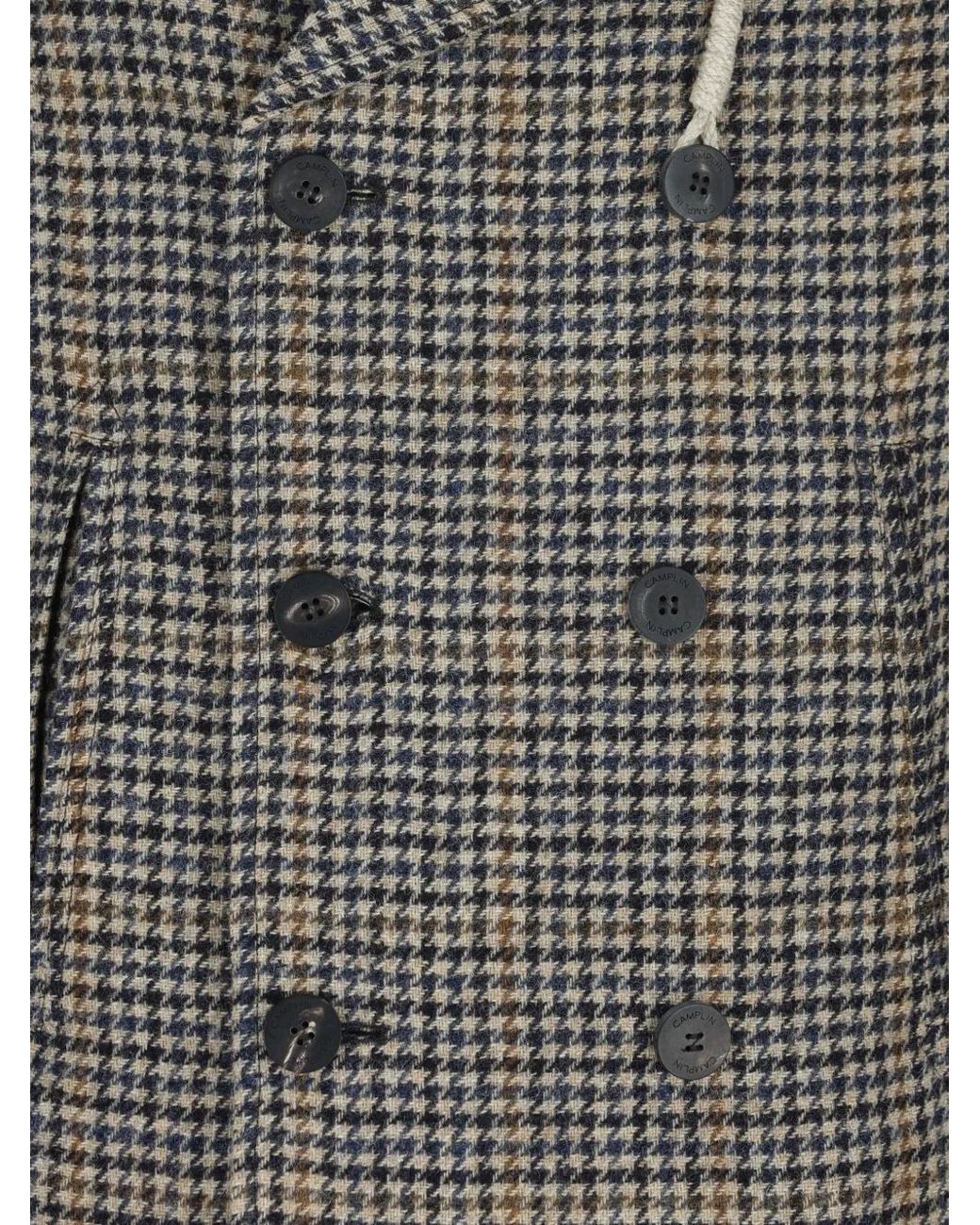 Camplin Gray Houndstooth Double-Breasted Coat for men