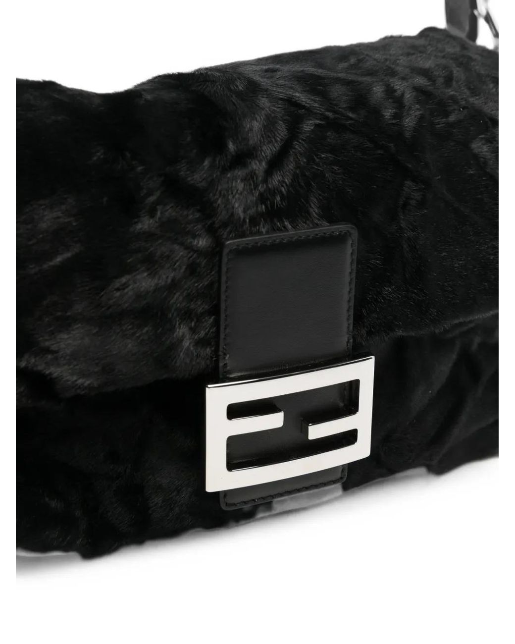 Fendi Black Baguette Soft Calfhair Shoulder Bag