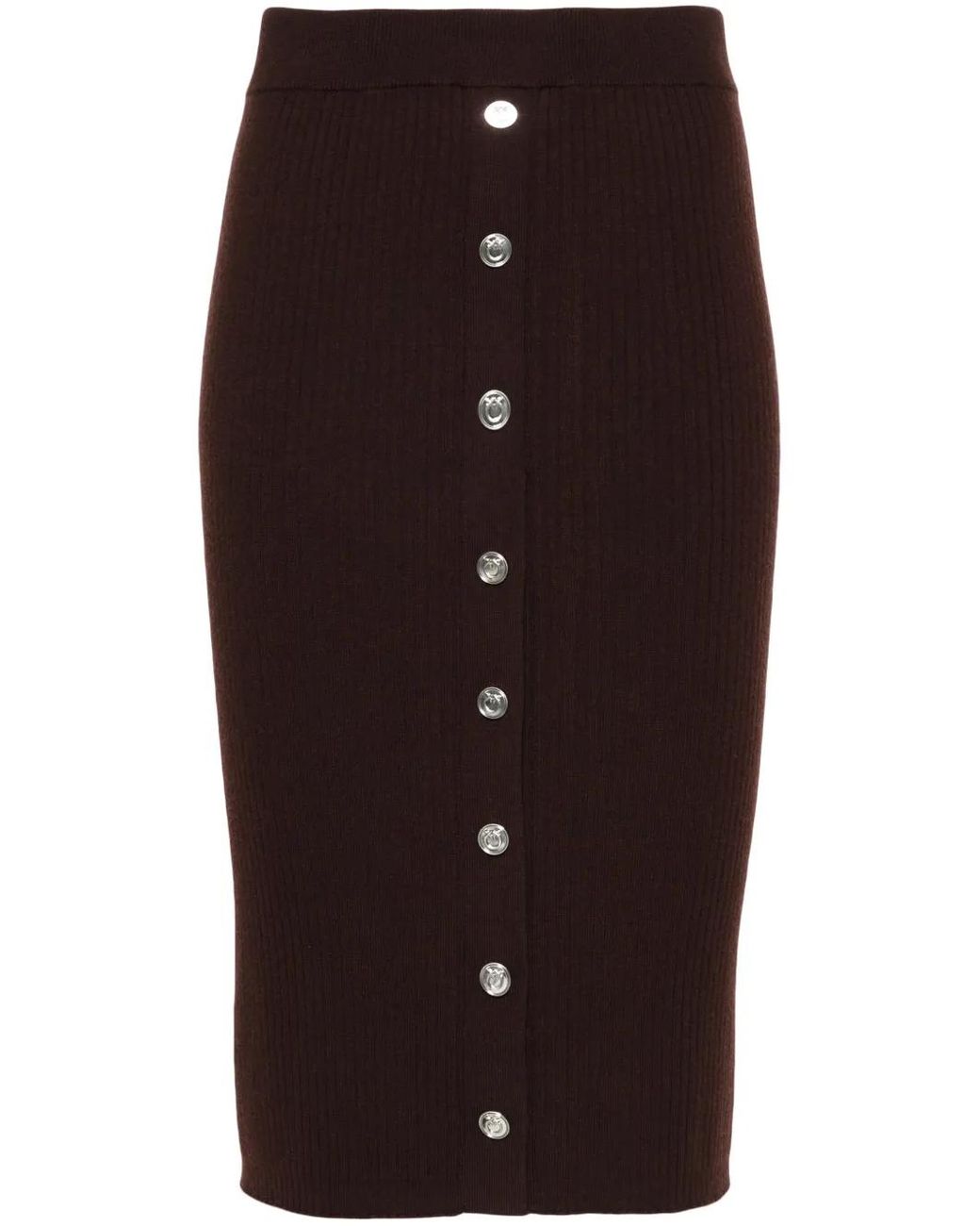 Pinko Black Ribbed-Knit Midi Skirt