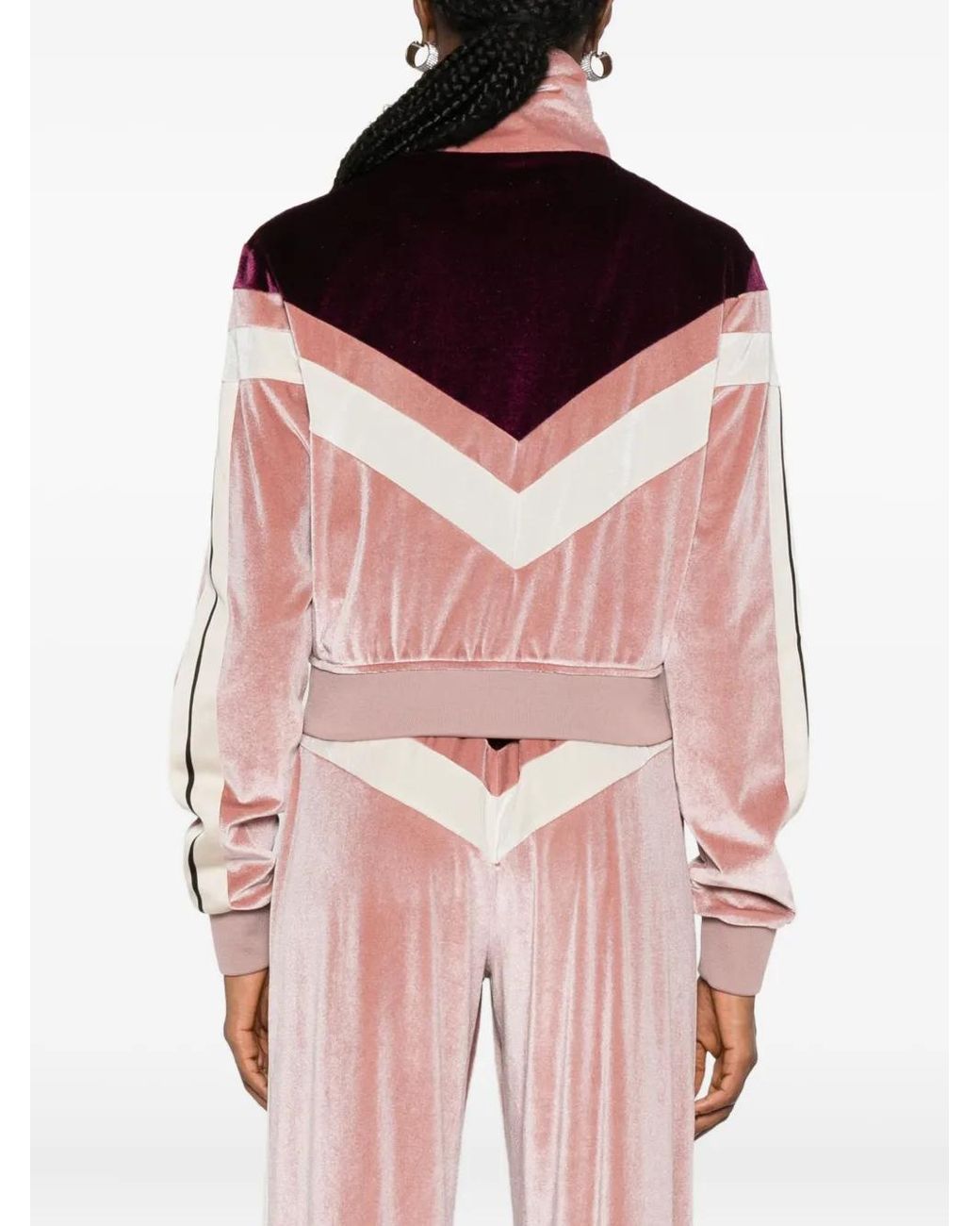 Palm Angels Pink Cropped Velvet Jacket