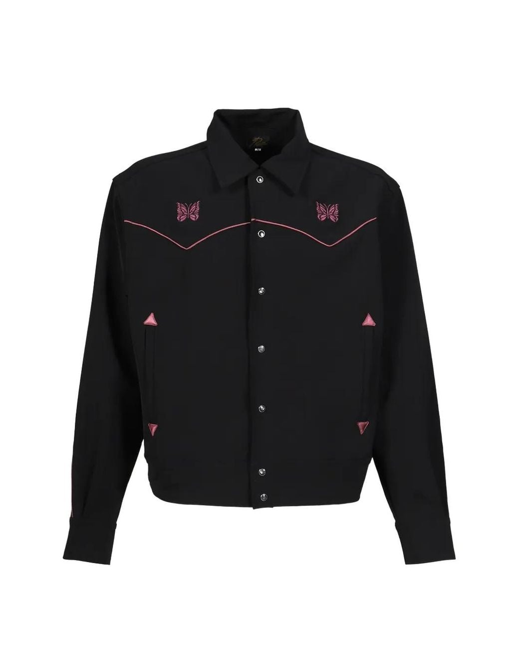 Needles Black Embroidered-Detail Shirt Jacket for men