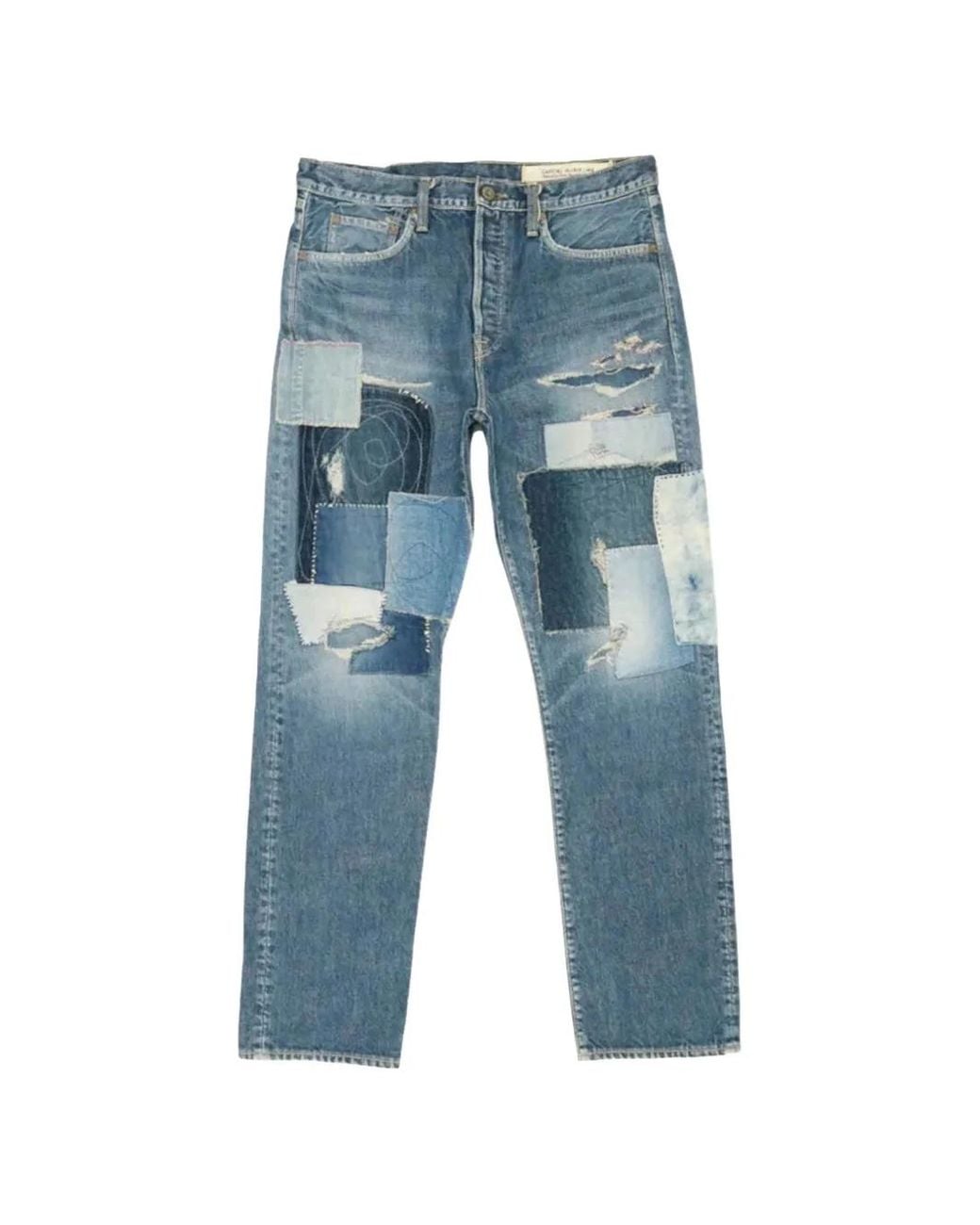 Kapital Blue Monkey Cisco Patchwork Straight-Leg Jeans for men