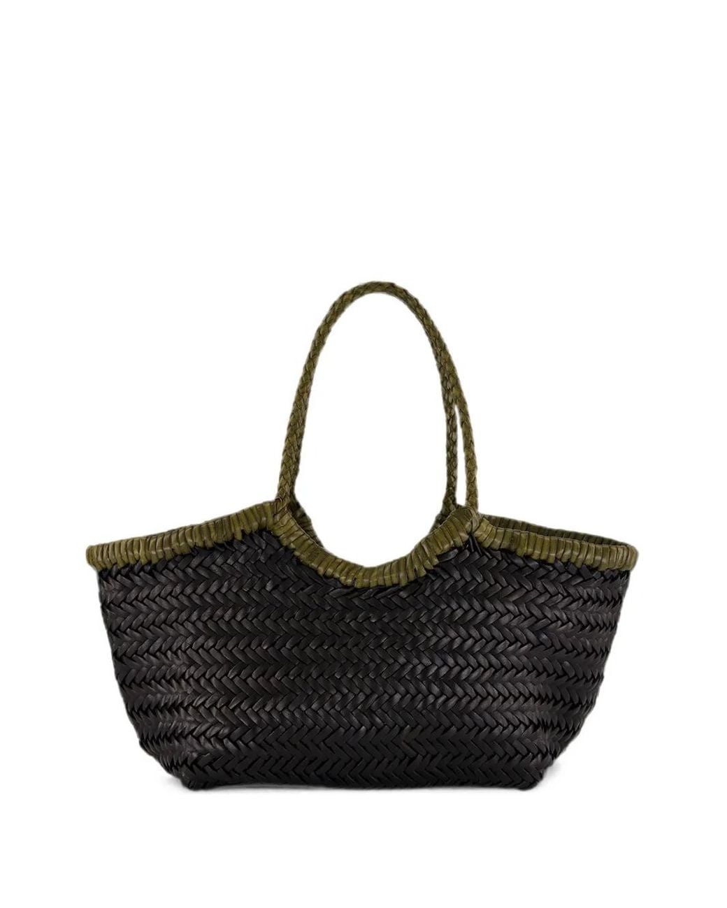 Dragon Diffusion Black Nantucket Woven Leather Tote Bag