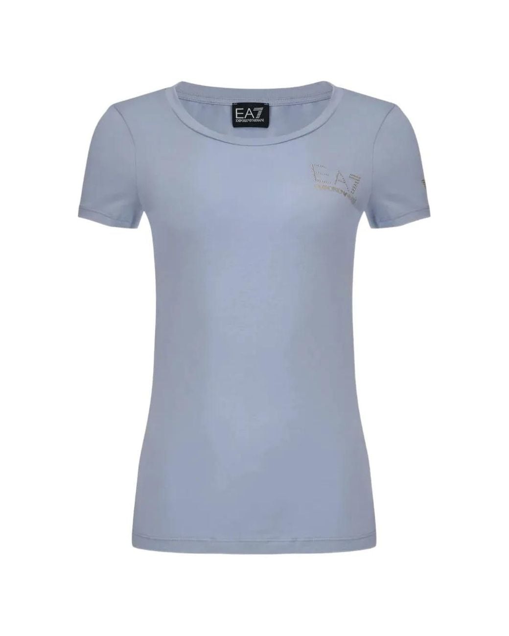 EA7 Blue Rhinestone-Logo T-Shirt