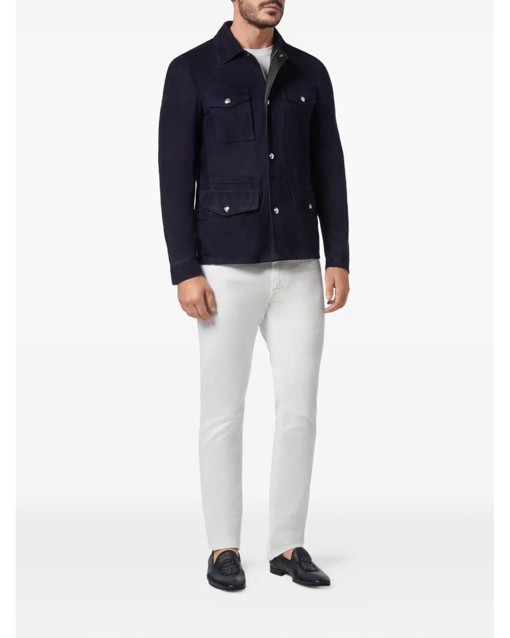 Billionaire Blue Veste En Daim À Boutonnière for men