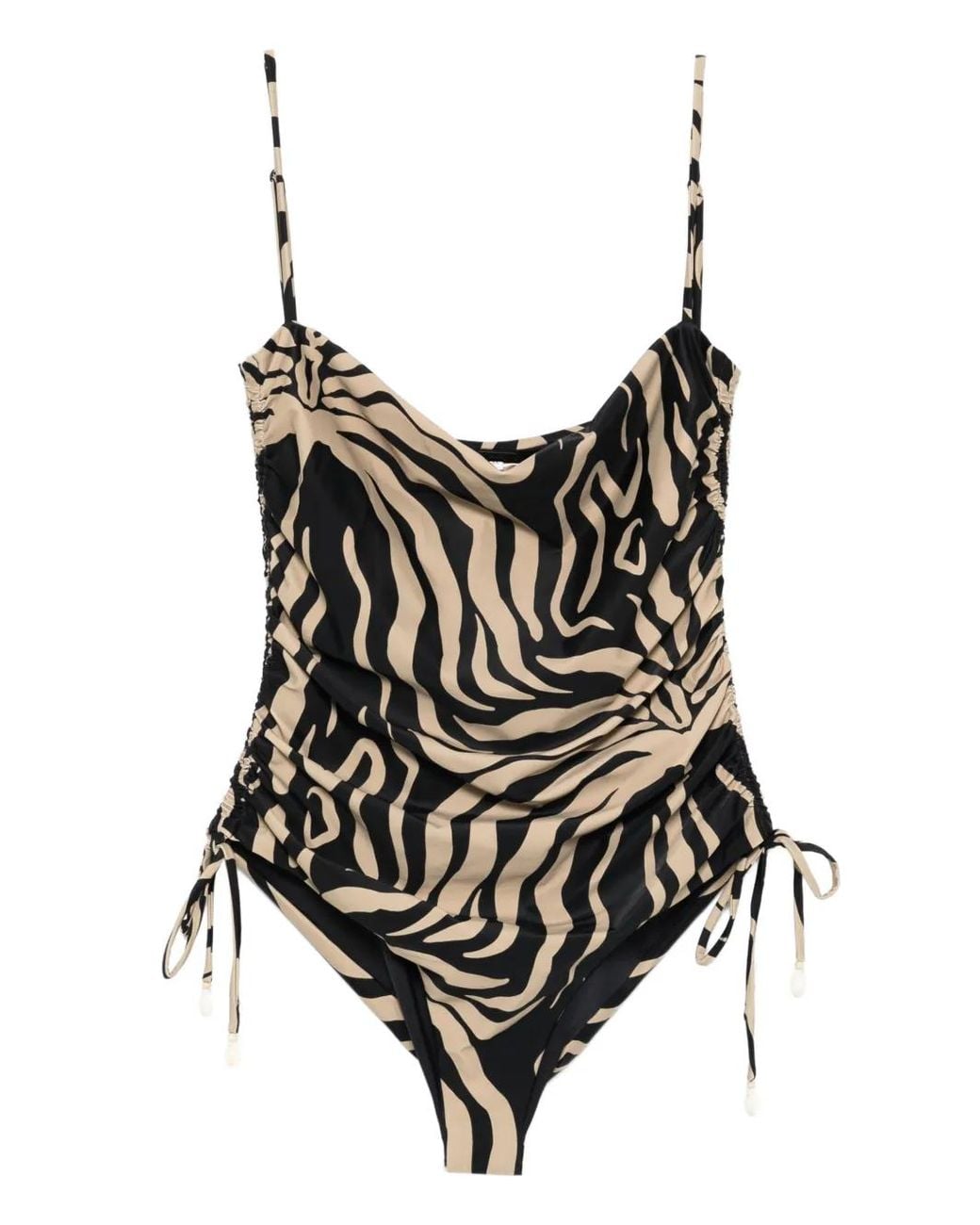 Johanna Ortiz Black Zebra-Print Swimsuit